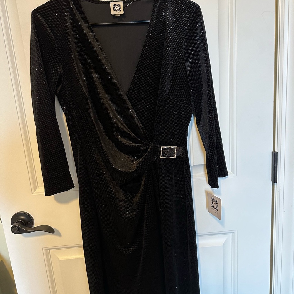 🆕NWT Anne Klein black velvet sparkly dress